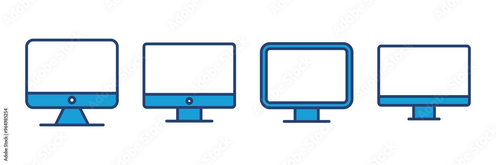 Computer icon vector. computer monitor icon vector. Computer icon vector. computer monitor icon vector.