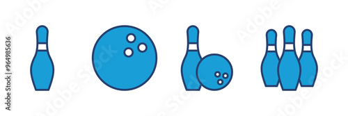 Bowling icon vector. bowling ball and pin icon. bowling pins