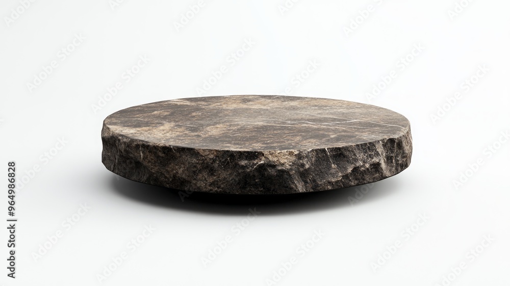 Rustic Round Stone Platform on White Background for Display Rustic Round Stone Platform on White Background for Display