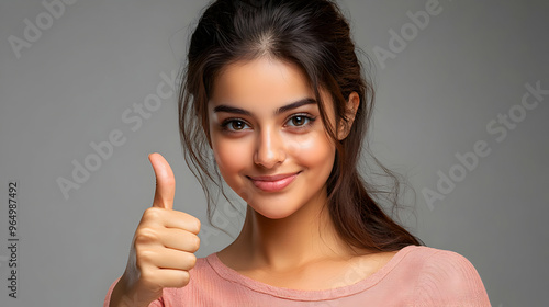 A young woman smiling and g...