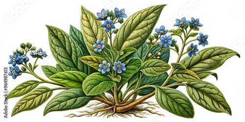 Deep within Europe's ancient soil and Mediterranean hillsides grew the alkanet root, a treasured gem for dyes, photo