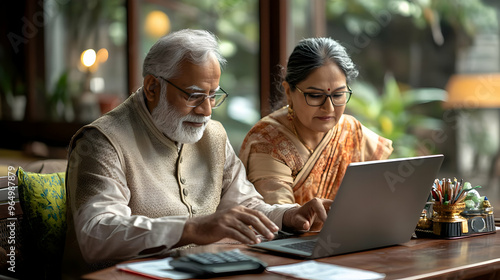 An elderly couple working t...