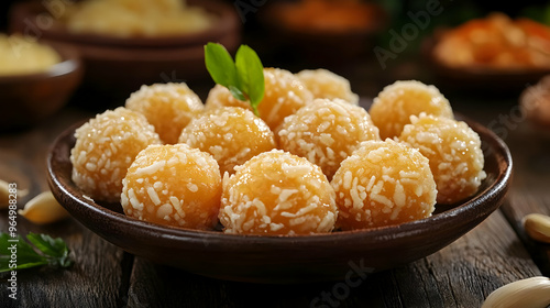 Sweet round treats coated i...