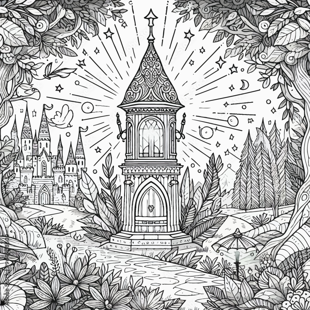 Fototapeta premium Lantern Coloring Page 
