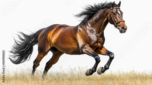 A powerful bay horse