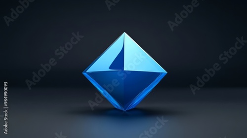 Free Download Futuristic Blue Geometric Crystal on Dark Background - GFXLoad