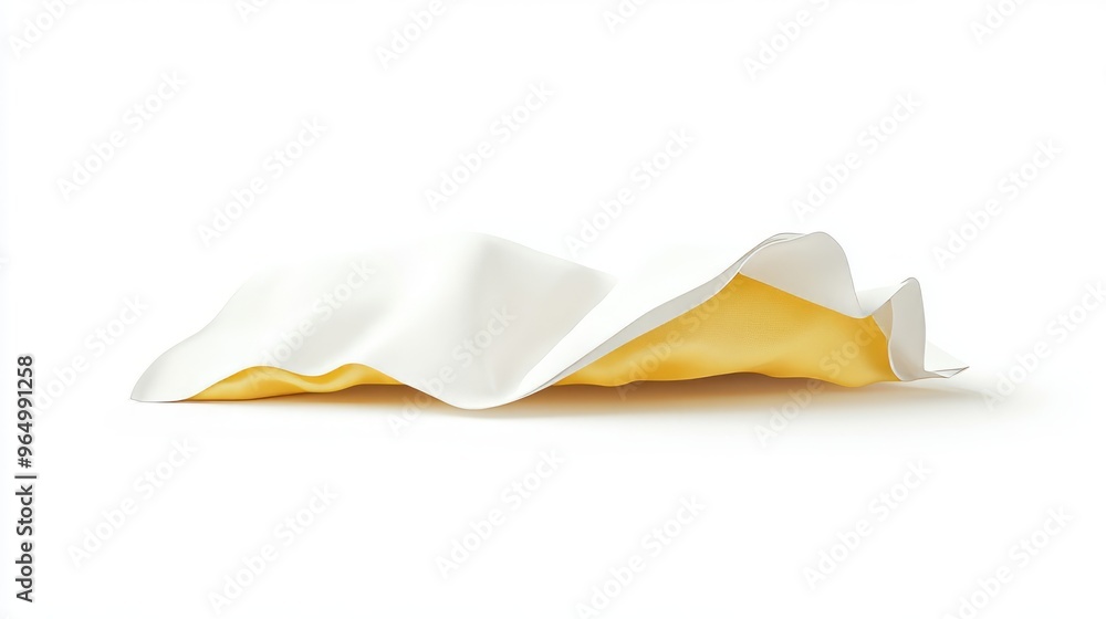 White and Yellow Fabric Drape on a White Background White and Yellow Fabric Drape on a White Background