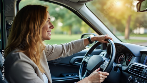 Young Mother Driving Minivan