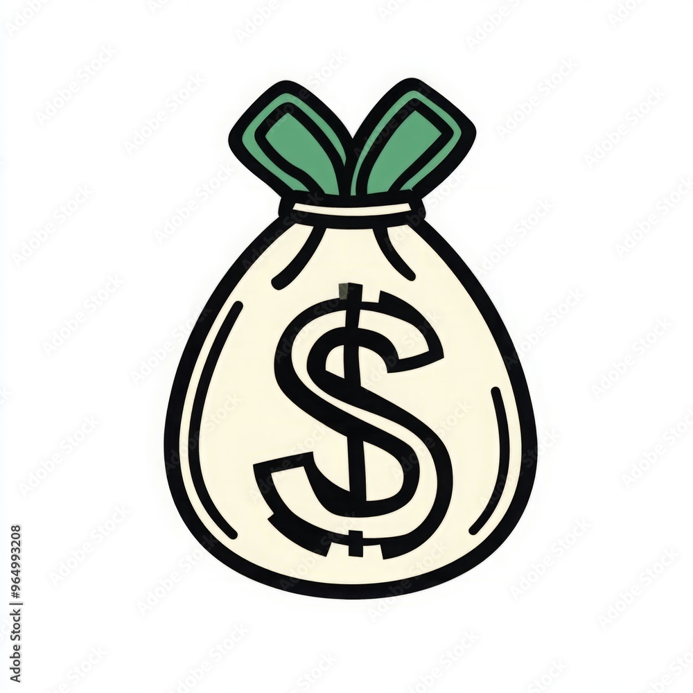 Dollar Sack Logo Line, Featuring a Simple and Modern Design for Financial Branding Dollar Sack Logo Line, Featuring a Simple and Modern Design for Financial Branding