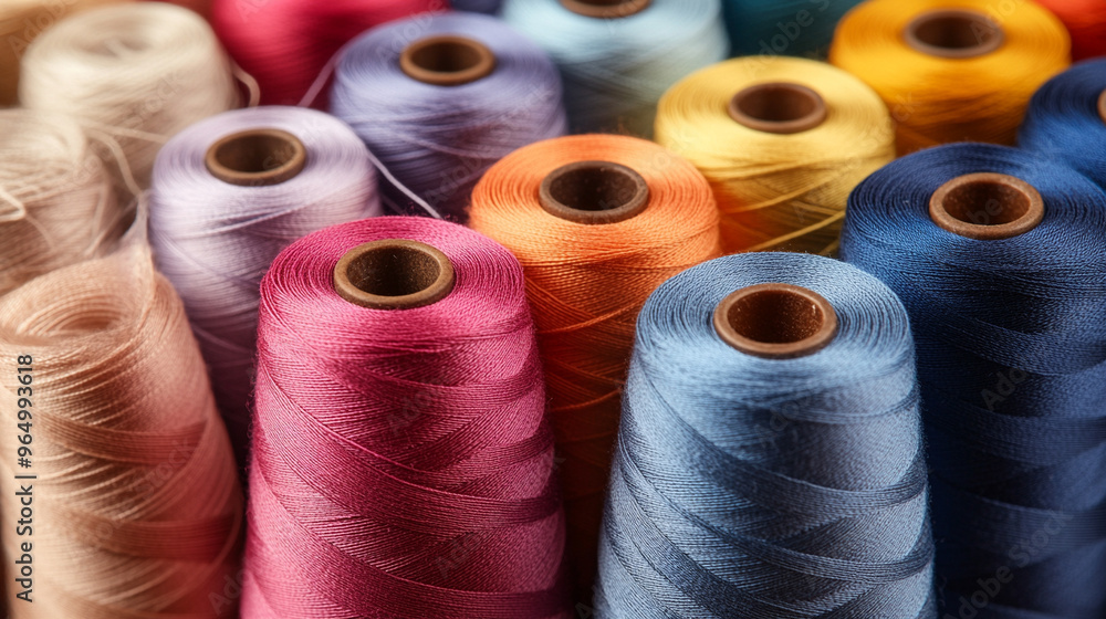 vibrant multicolored spools of thread, showcasing an array of rich hues and textures, symbolizing creativity, craftsmanship, and the beauty of diverse possibilities vibrant multicolored spools of thread, showcasing an array of rich hues and textures, symbolizing creativity, craftsmanship, and the beauty of diverse possibilities