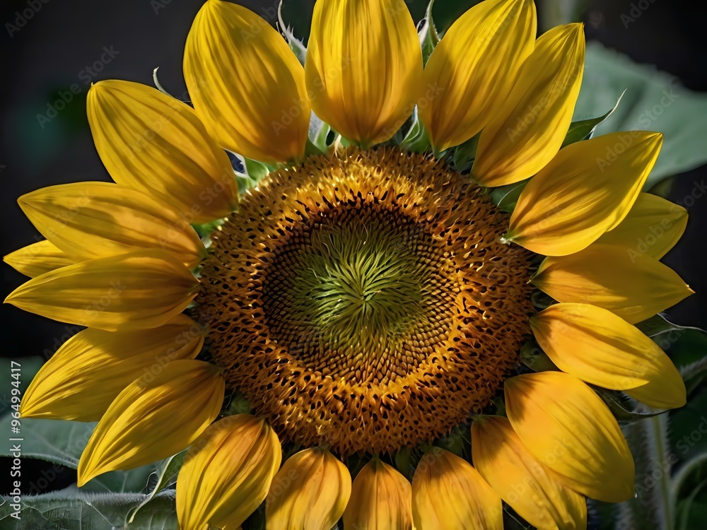 Naklejka premium beautiful sunflowers in close up shot during a clear day