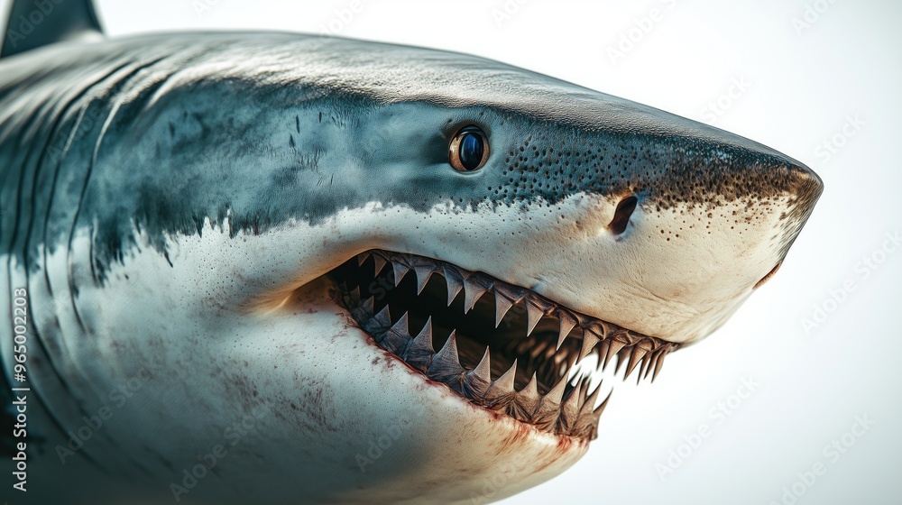 Naklejka premium Side view of shark head close up