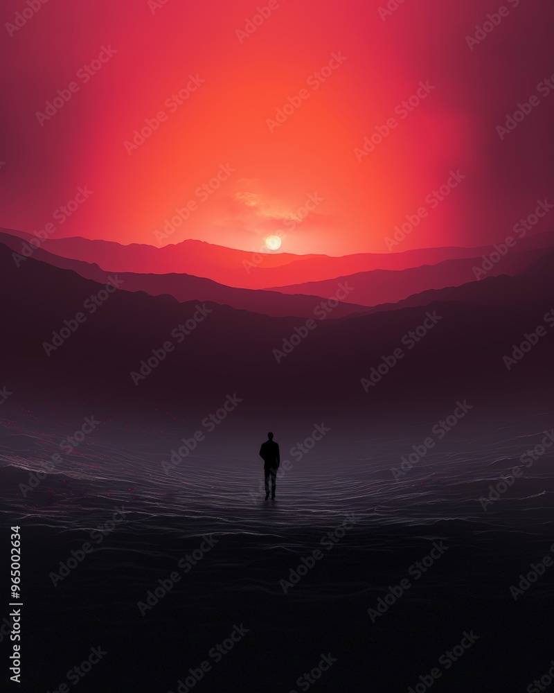 Silhouette of a man at sunset Silhouette of a man at sunset