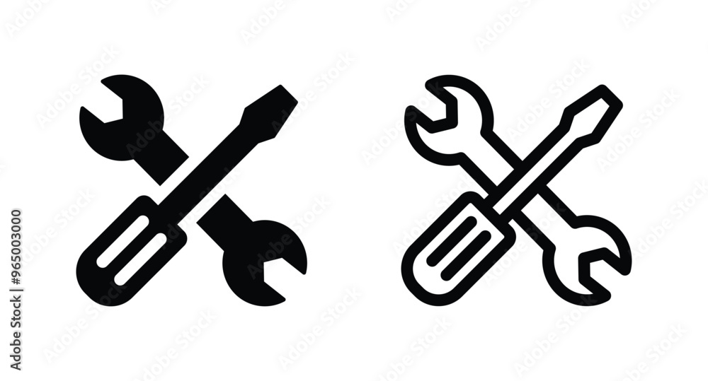 Tools and Service icon. Screwdriver and wrench icon. Settings and repair, service sign vector Tools and Service icon. Screwdriver and wrench icon. Settings and repair, service sign vector