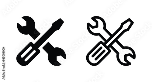 Tools and Service icon. Screwdriver and wrench icon. Settings and repair, service sign vector