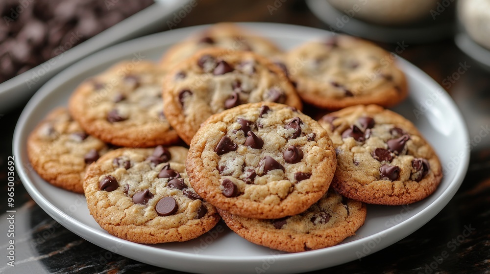 Closeup of Delicious Chocolate Chip Cookies Closeup of Delicious Chocolate Chip Cookies