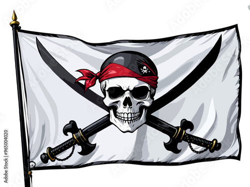 Highlighted pirate flag illustration. Jolly roger. 