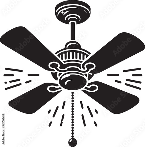 Air Fan vector silhouette, Celling fan icon, Air Fan vector Illustration,