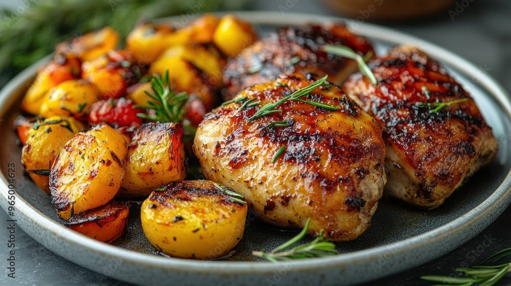 Grilled Chicken with Roasted Potatoes and Tomatoes Grilled Chicken with Roasted Potatoes and Tomatoes