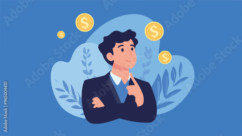 Money question, where to invest, pay off debt or invest to earn profit, financial choice or alternative to make decision concept, businessman investor holding money coin thinking about investment.