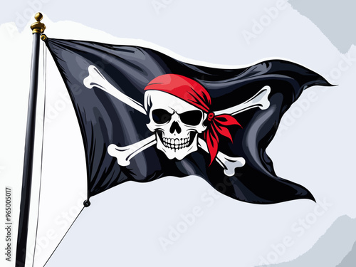 Highlighted pirate flag illustration. Jolly roger. 