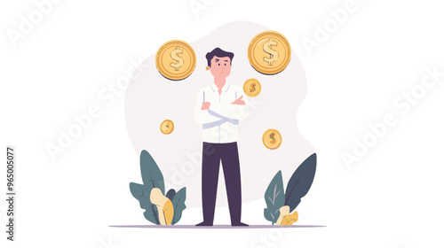 Money question, where to invest, pay off debt or invest to earn profit, financial choice or alternative to make decision concept, businessman investor holding money coin thinking about investment.