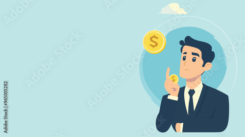 Money question, where to invest, pay off debt or invest to earn profit, financial choice or alternative to make decision concept, businessman investor holding money coin thinking about investment.