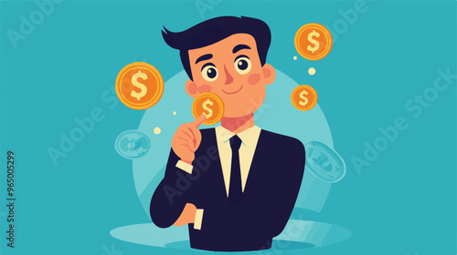Money question, where to invest, pay off debt or invest to earn profit, financial choice or alternative to make decision concept, businessman investor holding money coin thinking about investment.