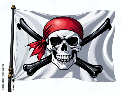 Highlighted pirate flag illustration. Jolly roger. 