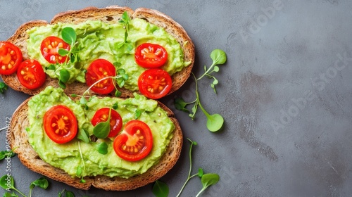 Gluten-Free Sourdough Bread with Avocado Spread, Cherry Tomatoes, and Microgreens