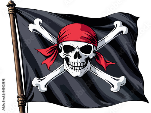 Highlighted pirate flag illustration. Jolly roger. 