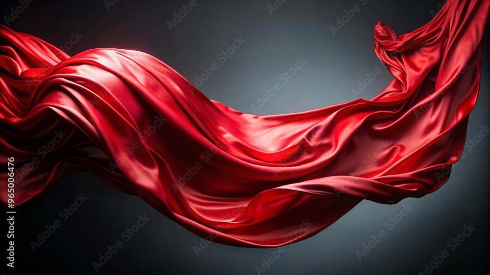 Elegant red silk cloth flowing gracefully in the air on a dark background Elegant red silk cloth flowing gracefully in the air on a dark background