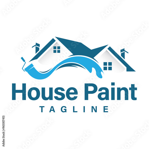 House paint logo design template. House Paint logo suitable for Residential property repair business.