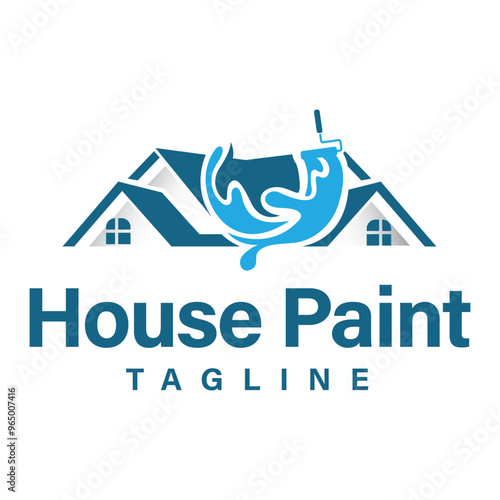 House paint logo design template. House Paint logo suitable for Residential property repair business.