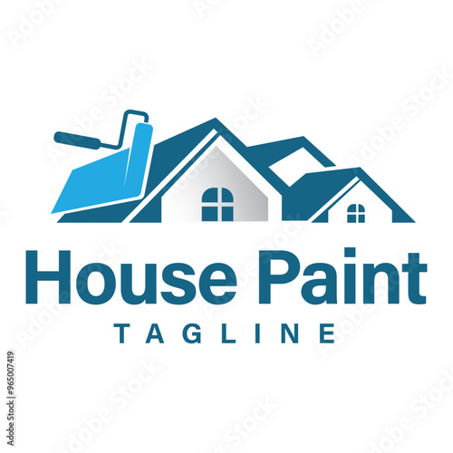 House paint logo design template. House Paint logo suitable for Residential property repair business.