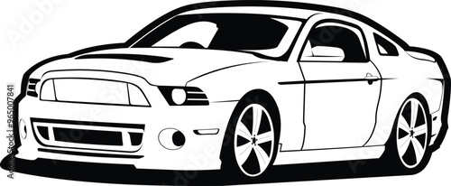 american muscle car modern standar from 2013 monochrome vector art isolated