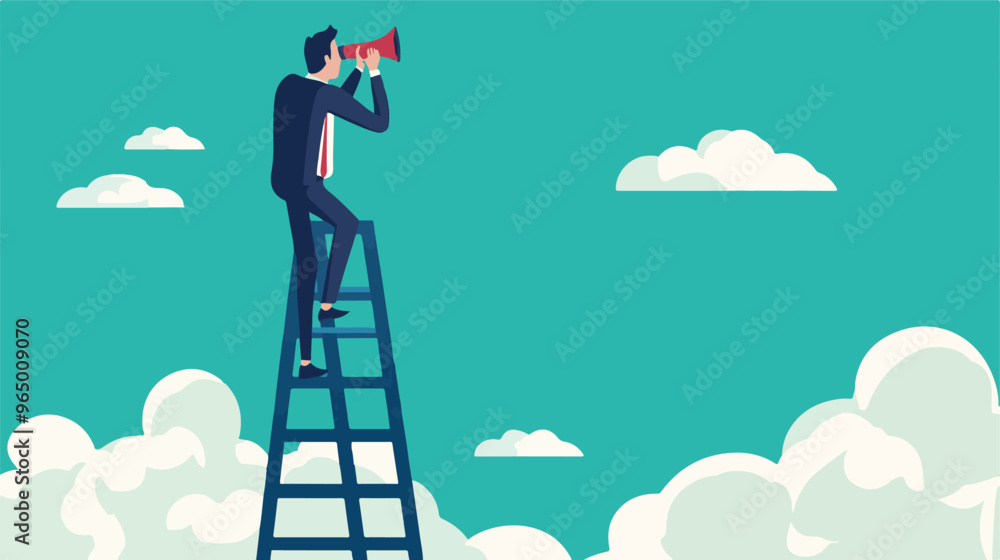 Looking for new job, employment, career or job search, find opportunity, seek for vacancy or work position concept, businessman climb up ladder of job search bar with binoculars to see opportunity. Looking for new job, employment, career or job search, find opportunity, seek for vacancy or work position concept, businessman climb up ladder of job search bar with binoculars to see opportunity.