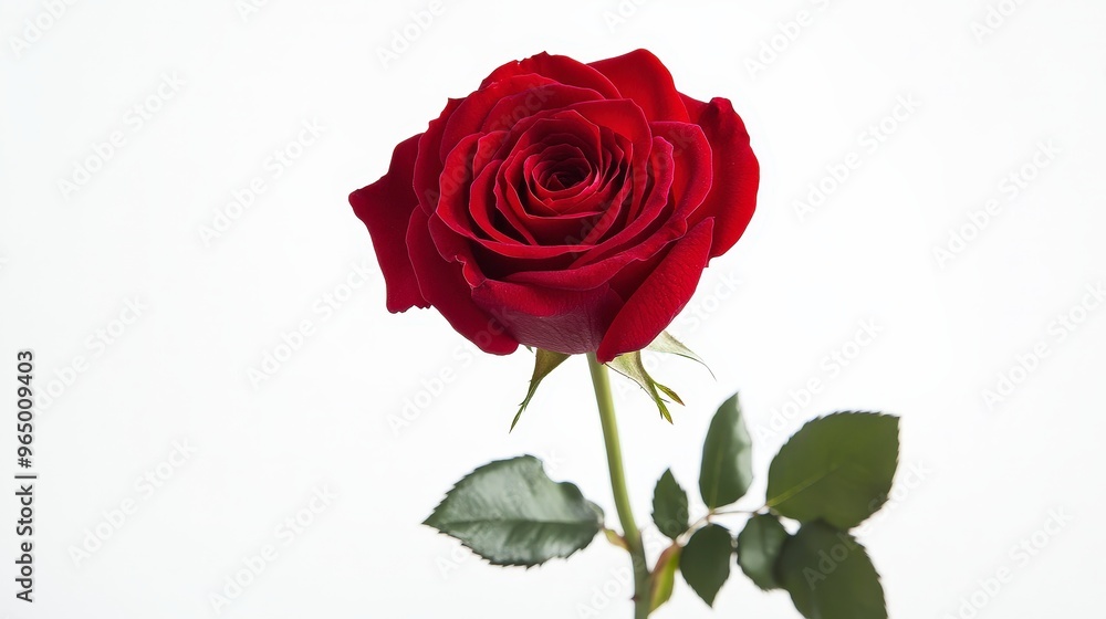 Blooming Red Rose in Ultra HD - High Resolution Floral Photography with Minimalist Design on White Background Blooming Red Rose in Ultra HD - High Resolution Floral Photography with Minimalist Design on White Background