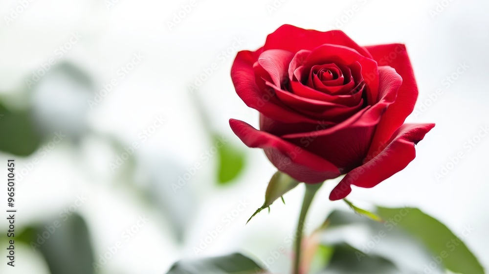 Exquisite Red Rose in Full Bloom - High Definition Floral Photography on White Background Exquisite Red Rose in Full Bloom - High Definition Floral Photography on White Background