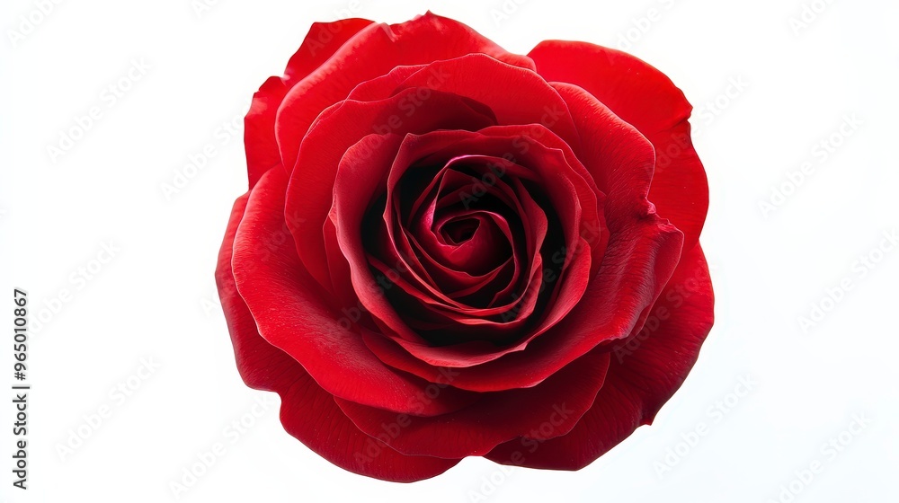 Exquisite Vibrant Red Rose Bloom on White Background - High Resolution Floral Macro Photography Exquisite Vibrant Red Rose Bloom on White Background - High Resolution Floral Macro Photography