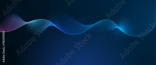 Vector abstract cyberspace and blue line pattern movement, graphic design over dark blue space background. Illustration futuristic connection, hi tech, energy digital technology concept for background