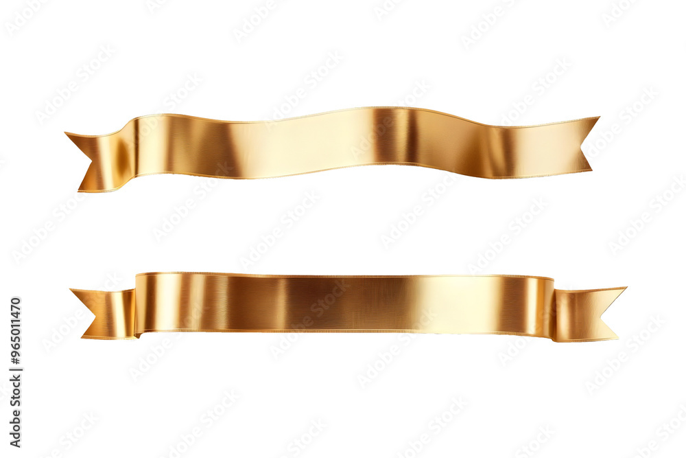 Realistic shiny gold ribbon banners cliparts isolated on transparent for luxury and modern design Realistic shiny gold ribbon banners cliparts isolated on transparent for luxury and modern design