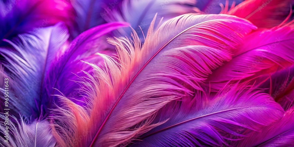 Fototapeta premium Close up of vibrant purple and pink feathers