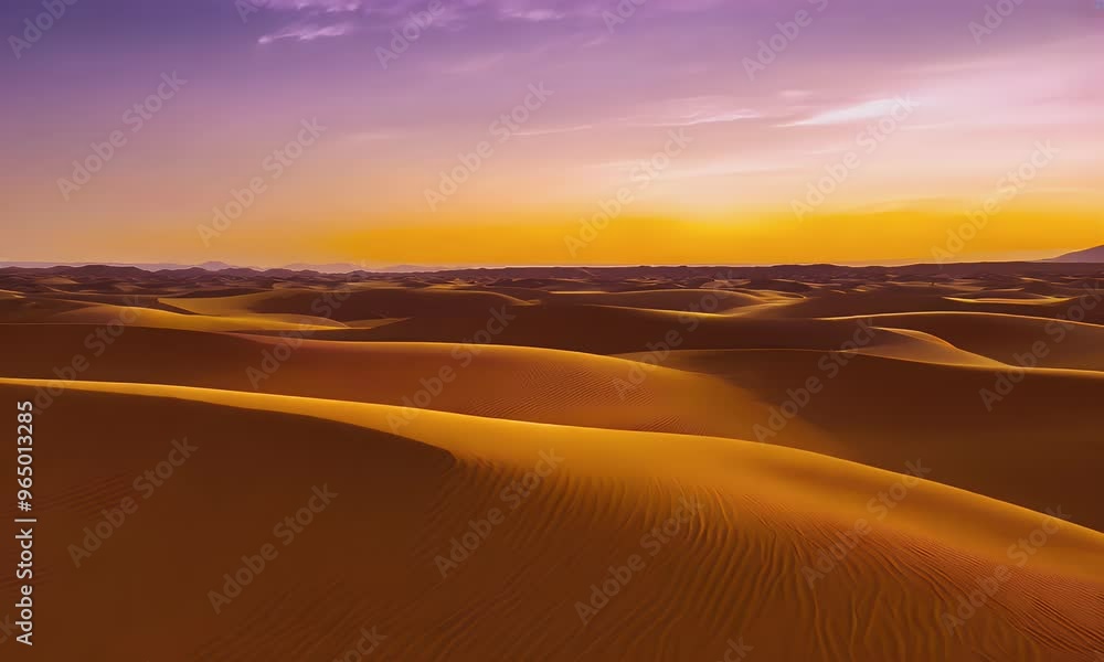Golden Sunset over the Sand Dunes: A Desert Landscape Golden Sunset over the Sand Dunes: A Desert Landscape