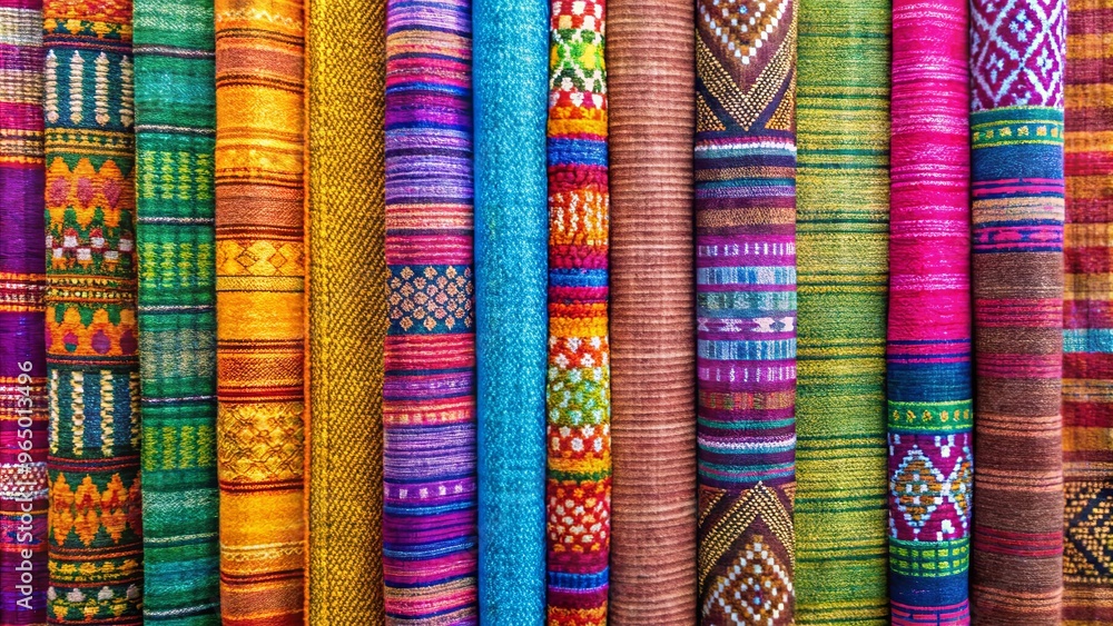 Colorful background of handwoven natural dyed fabric from Thailand Colorful background of handwoven natural dyed fabric from Thailand