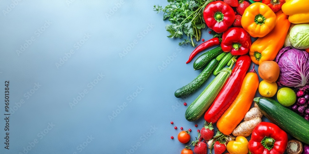 Vibrant Fresh Produce Background with Colorful Fruits and Vegetables Vibrant Fresh Produce Background with Colorful Fruits and Vegetables