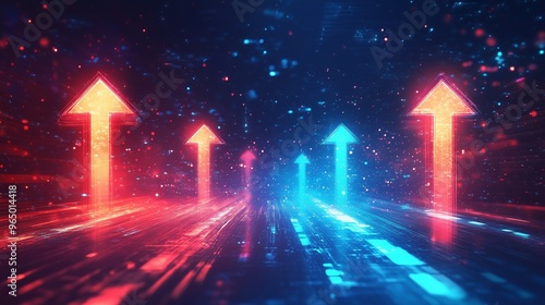 Abstract arrows growth glowing arrows isolated on digital