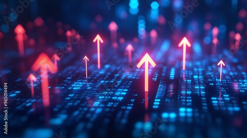 Abstract arrows growth glowing arrows isolated on digital