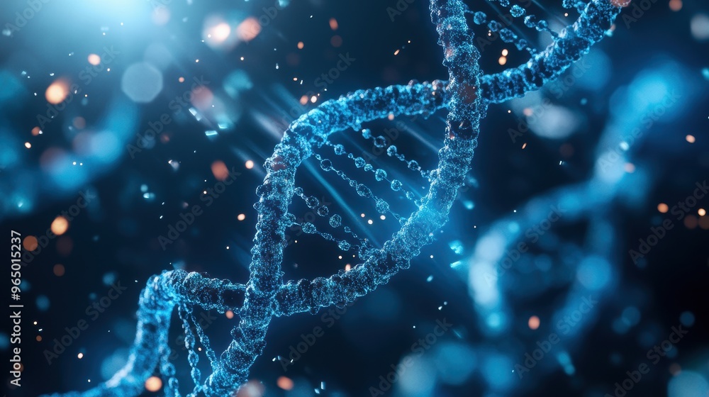 Stunning visualization of DNA strands in vibrant blue tones, symbolizing the building blocks of life and genetic science. Stunning visualization of DNA strands in vibrant blue tones, symbolizing the building blocks of life and genetic science.