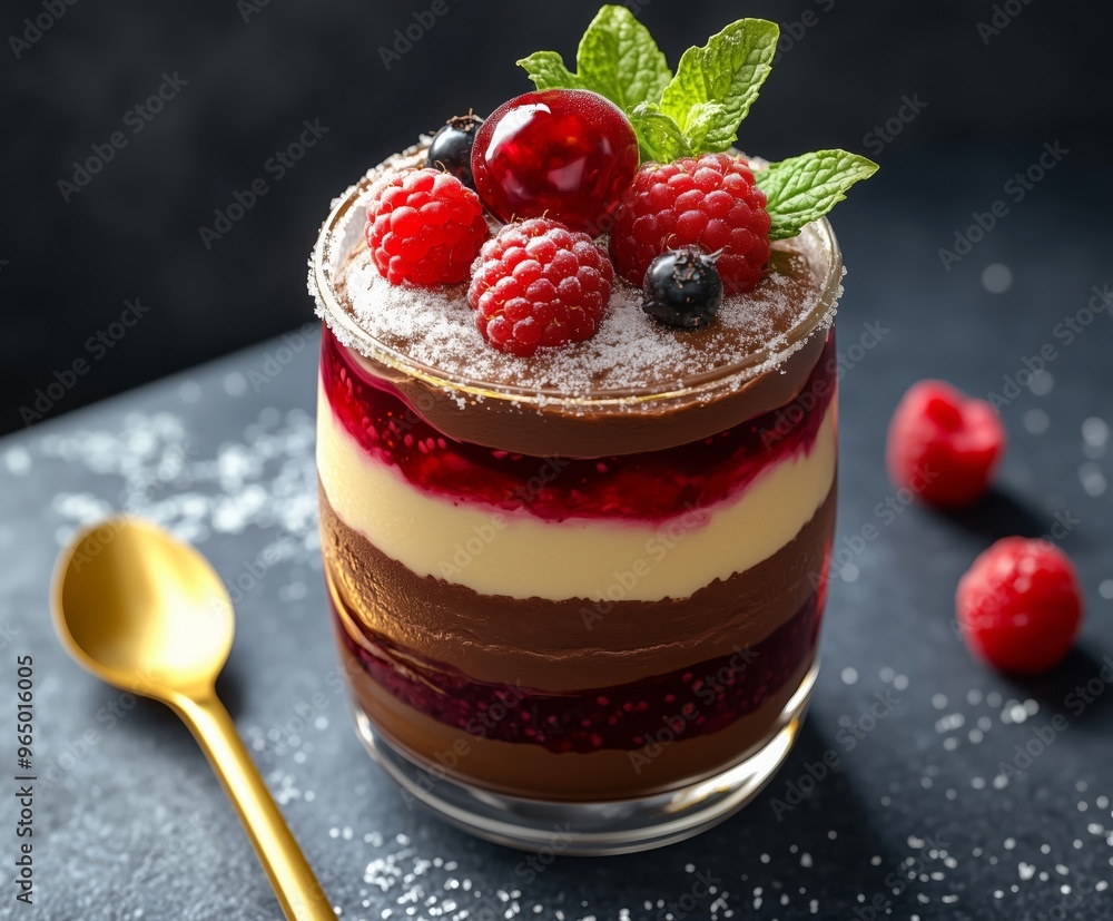 Beautiful and unique layered dessert in a glass Beautiful and unique layered dessert in a glass